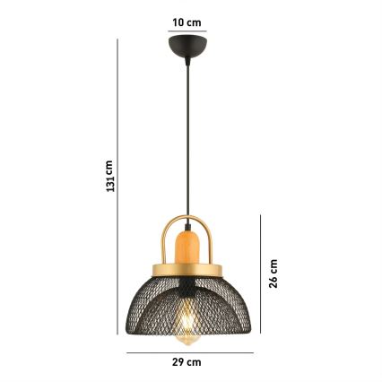 Candelabru MONZA 1xE27/40W/230V diametru 29 cm negru/aurie