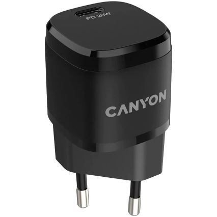 Canyon - Адаптер зі швидкою зарядкою Power Delivery 20W чорний