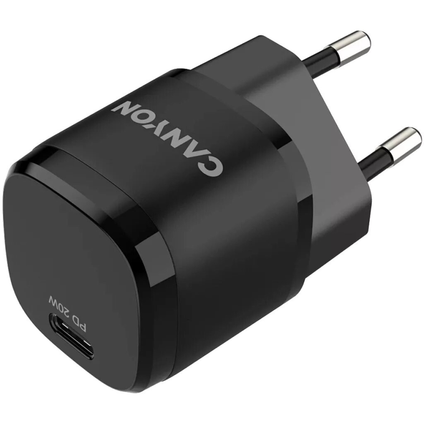 Canyon - Адаптер зі швидкою зарядкою Power Delivery 20W чорний