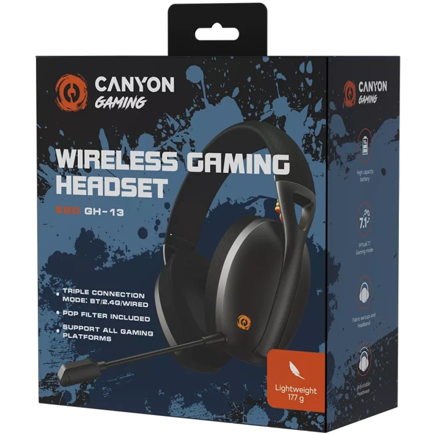 Canyon - Беспроводные наушники с микрофоном 400 mAh черный