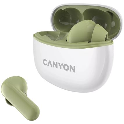 Canyon - Беспроводные стереонаушники True Wireless 500 mAh + 2x 40 mAh белый/зеленый