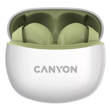 Canyon - Бездротові стерео навушники True Wireless 500 mAh + 2x 40 mAh білий/зелений