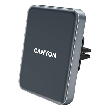 Canyon - Магнітний тримач для телефону в автомобіль з функцією бездротової зарядки Qi 5V квадратний чорний
