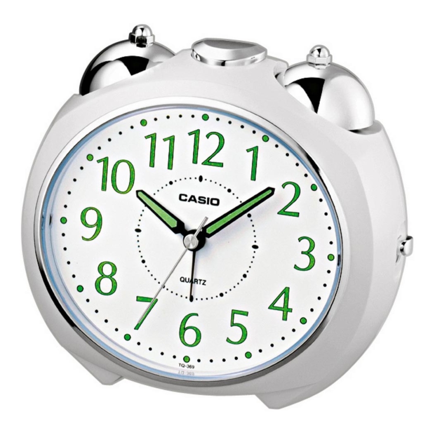 Casio - Будильник 1xLR14 білий/глянцевий хром