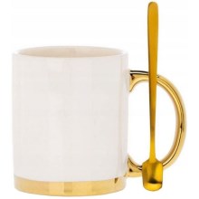 Чашка з ложкою LANA кремовий/золотий