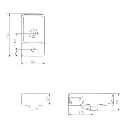 Cersanit K114-004 - Раковина для установки на столешницу CREA 22x40 см, керамика/глянцево-белая