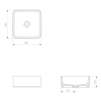Cersanit K114-007-ECO - Накладний умивальник CREA 35×35 см, керамічний, глянцевий білий