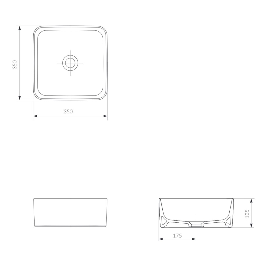 Cersanit K114-007-ECO - Накладний умивальник CREA 35×35 см, керамічний, глянцевий білий