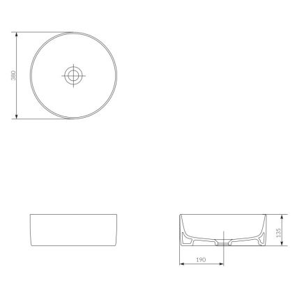 Cersanit K114-020 - Раковина для установки на столешницу CREA, диаметр 38 см, керамика/глянцевый белый