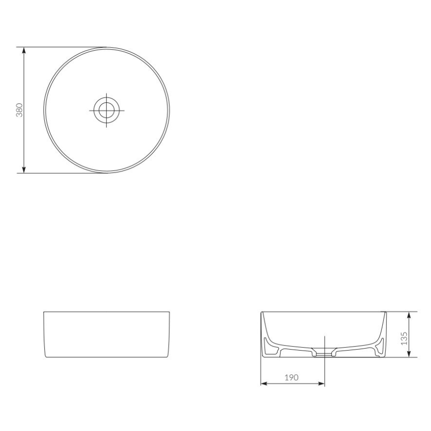 Cersanit K114-020 - Раковина для установки на столешницу CREA, диаметр 38 см, керамика/глянцевый белый
