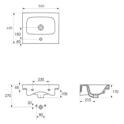 Cersanit K116-009 - Раковина накладна/підвісна MODUO 40x50 см кераміка/глянцева біла