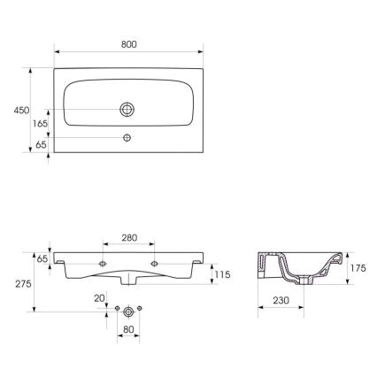 Cersanit K116-013 - Умивальник на стільницю/підвісний MODUO 45x80 см кераміка/глянцева біла