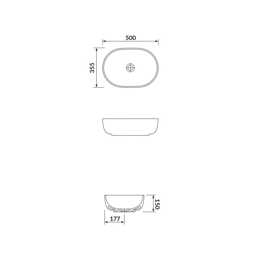 Cersanit K116-049 - Раковина для установки на столешницу MODUO 35,5x50 см, керамика/глянцево-белая