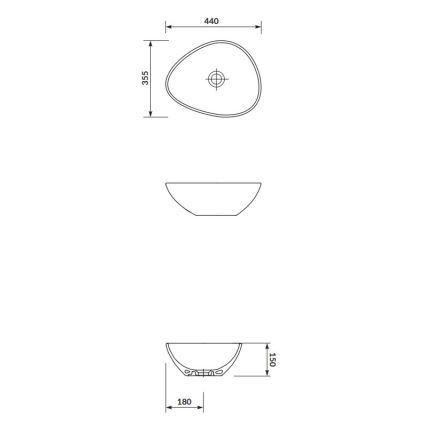 Cersanit K116-051 - Раковина для установки на столешницу MODUO 35,5x44 см, керамика/глянцево-белая