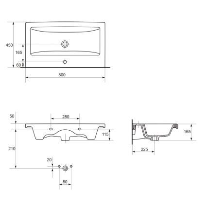 Cersanit K32-004-BOX - Раковина на столешницу/подвесная COMO 45x80 см, керамика, белый глянец
