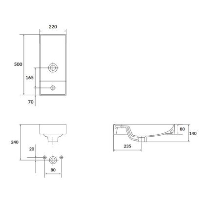 Cersanit K677-005 - Раковина накладна LARGA 22x50 см кераміка/глянсова біла