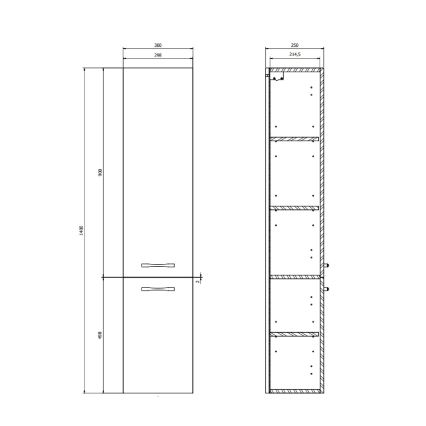 Cersanit S1003-001 - Підвісна шафка для ванної NIKO 140x30 см, горіх
