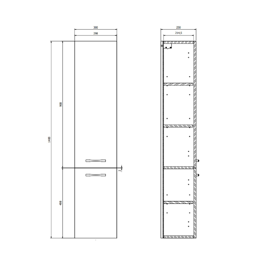 Cersanit S1003-001 - Підвісна шафка для ванної NIKO 140x30 см, горіх