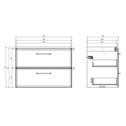 Cersanit S1017-003 - Підвісна тумба під умивальник MILLE 80×45 см чорна
