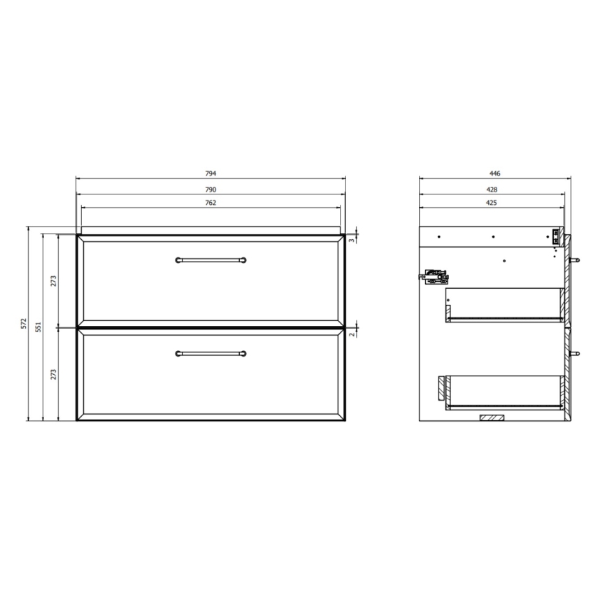 Cersanit S1017-003 - Підвісна тумба під умивальник MILLE 80×45 см чорна