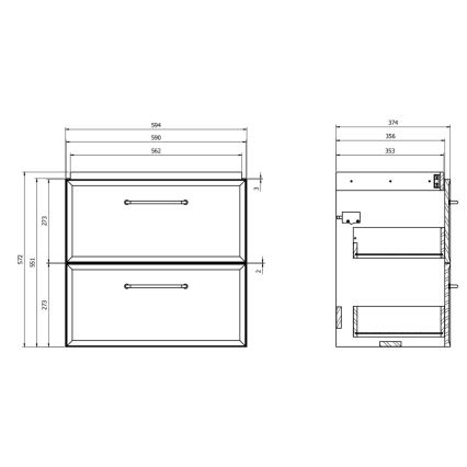 Cersanit S1021-009 - Підвісна тумба під умивальник MILLE SLIM 60x38 см, м'ятна