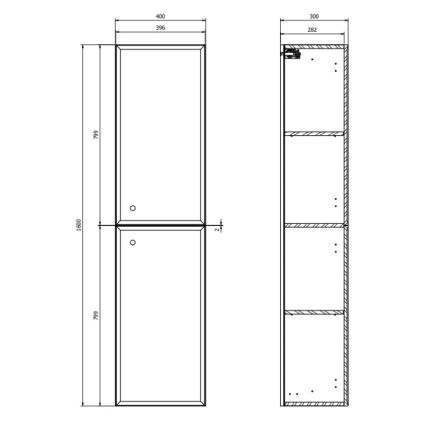 Cersanit S1021-010 - Навесной шкафчик для ванной MILLE 160x40 cm матовый белый