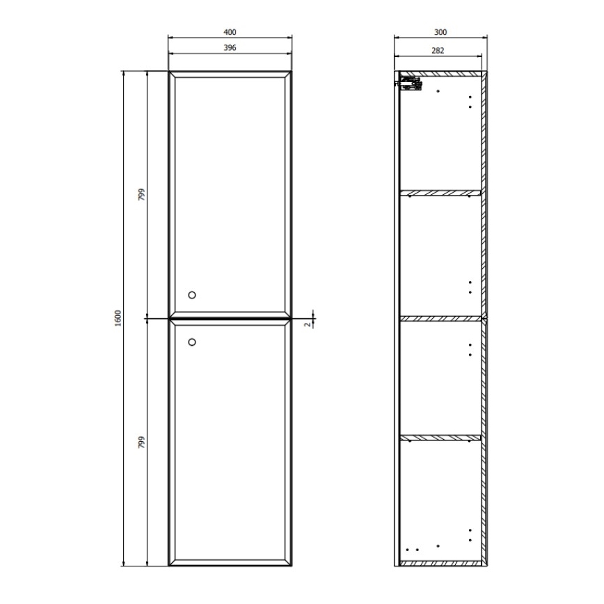 Cersanit S1021-012 - Подвесной шкафчик для ванной MILLE 160x40 см мятный