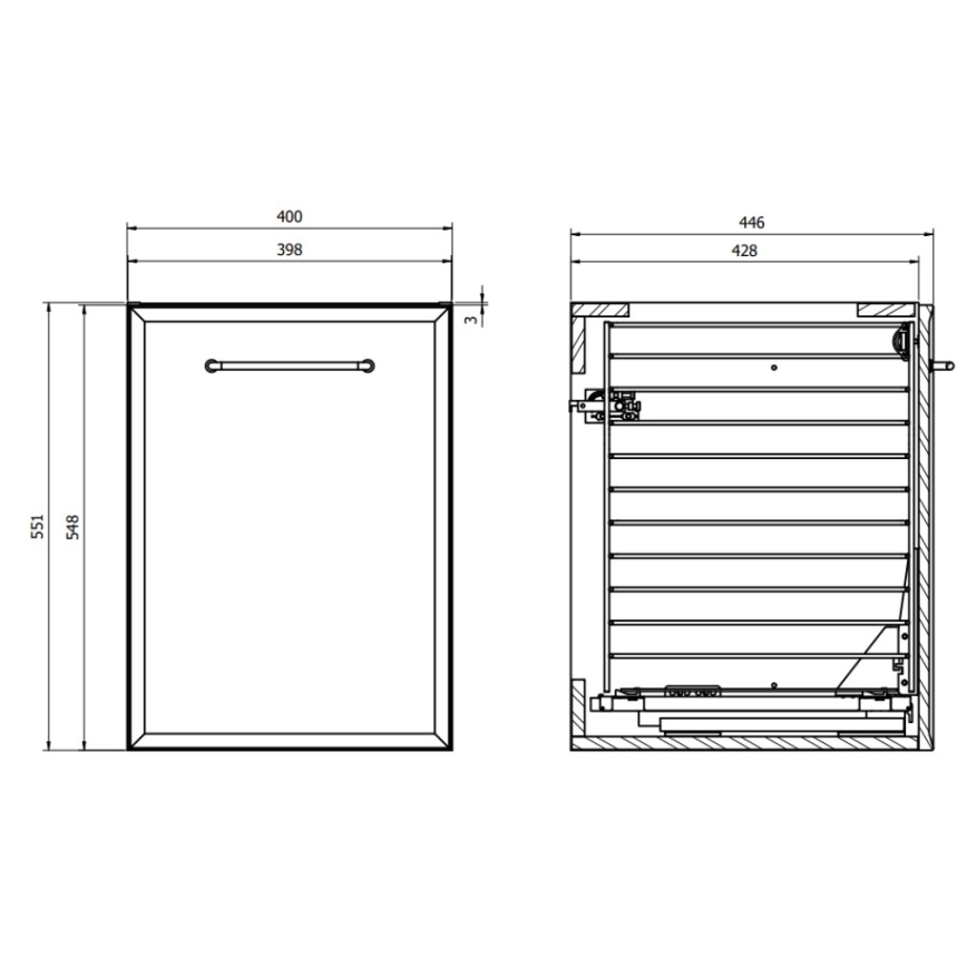 Cersanit S1022-010 - Подвесной шкафчик для ванной с корзиной для белья MILLE, 40x45 см, мятный