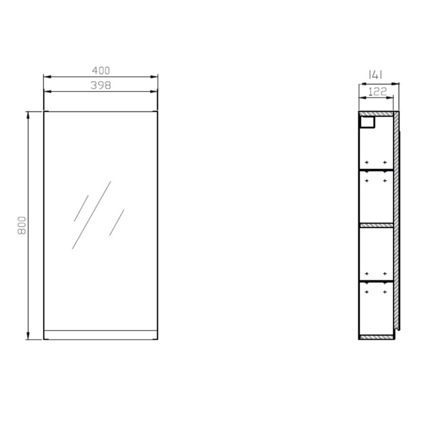 Cersanit S590-030 - Зеркальный шкафчик для ванной комнаты MEDDIE 80x40 см