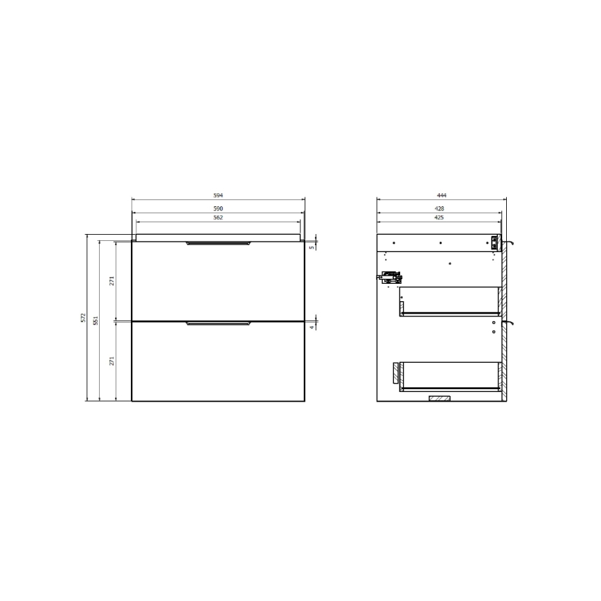 Cersanit S598-045-DSM - Підвісна тумба під умивальник MALIKA 60x45 см дуб