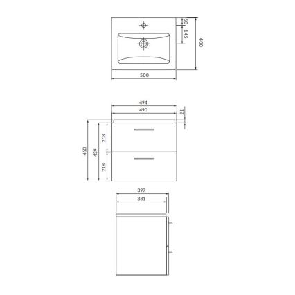 Cersanit S801-146-DSM - Подвесной шкафчик для ванной с раковиной ELIS 46x50 см белый