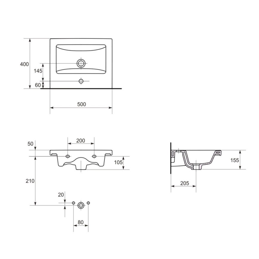 Cersanit S801-153-DSM - Підвісна тумба для ванної з умивальником LARA COMO 50x40 см горіх
