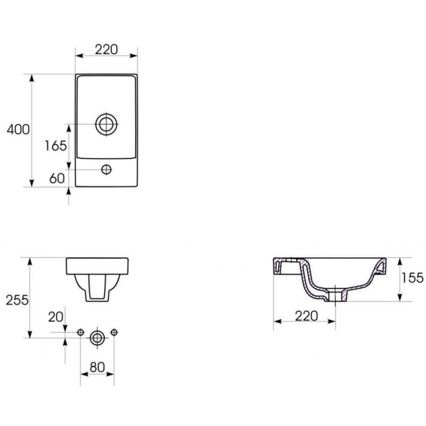 Cersanit S801-218-DSM - Подвесной шкафчик для ванной с раковиной MODUO SLIM 40x22 см, глянцевый белый