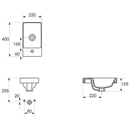 Cersanit S801-218-DSM - Підвісна шафка для ванної кімнати з умивальником MODUO SLIM 40x22 cm біла глянцева