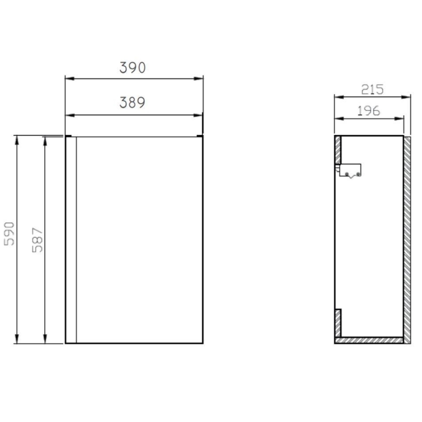 Cersanit S801-218-DSM - Підвісна шафка для ванної кімнати з умивальником MODUO SLIM 40x22 cm біла глянцева