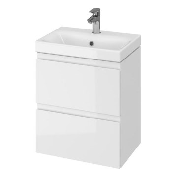 Cersanit S801-229-DSM - Навесной шкаф для ванной с раковиной MODUO SLIM 50x62x35 см глянцевый белый