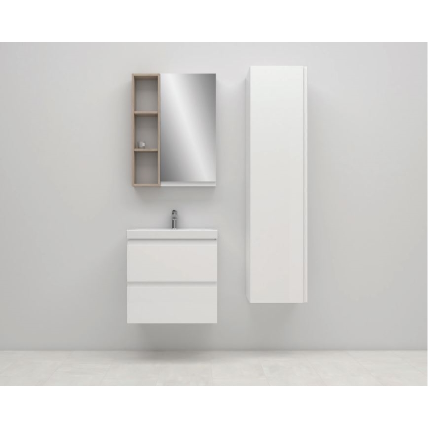 Cersanit S801-229-DSM - Навесной шкаф для ванной с раковиной MODUO SLIM 50x62x35 см глянцевый белый