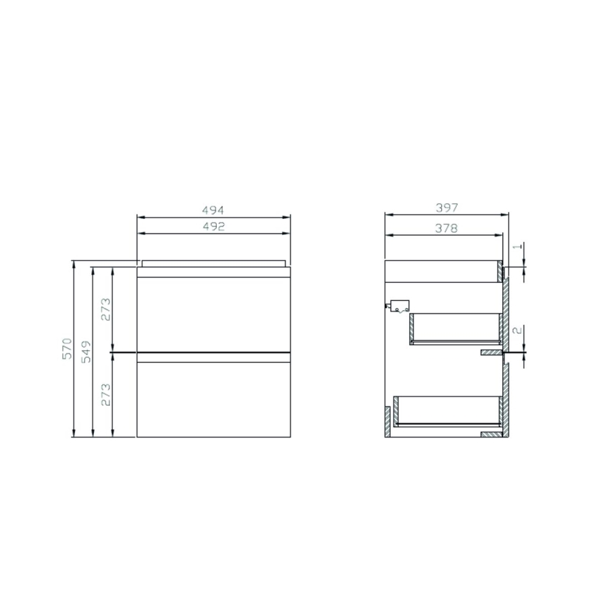 Cersanit S801-312-ECO - Підвісна тумба для ванної з умивальником MODUO 50x57x40 см біла