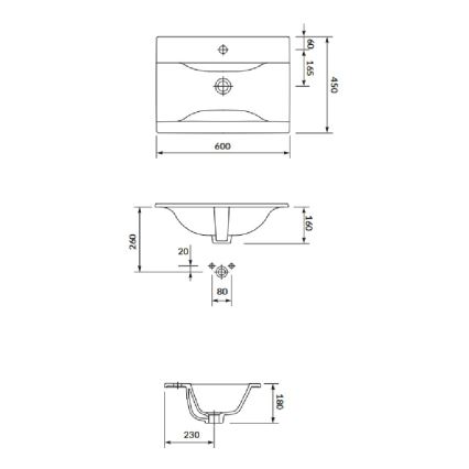 Cersanit S801-457 - Підвісна шафка для ванної з умивальником NIKO 60x45 см, горіх