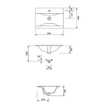 Cersanit S801-458 - Підвісна шафка для ванної з умивальником NIKO 50x40 см, колір горіх