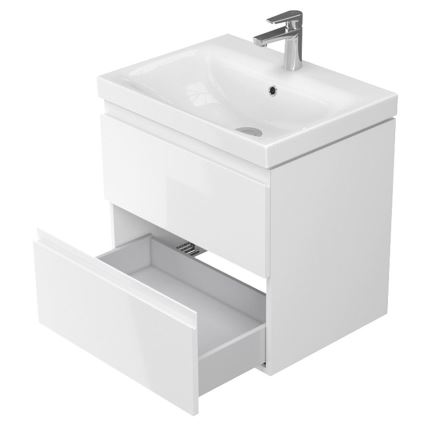 Cersanit S929-010 - Підвісна шафа для ванної кімнати під раковину MEDDIE 57x59,5 см глянцевий білий