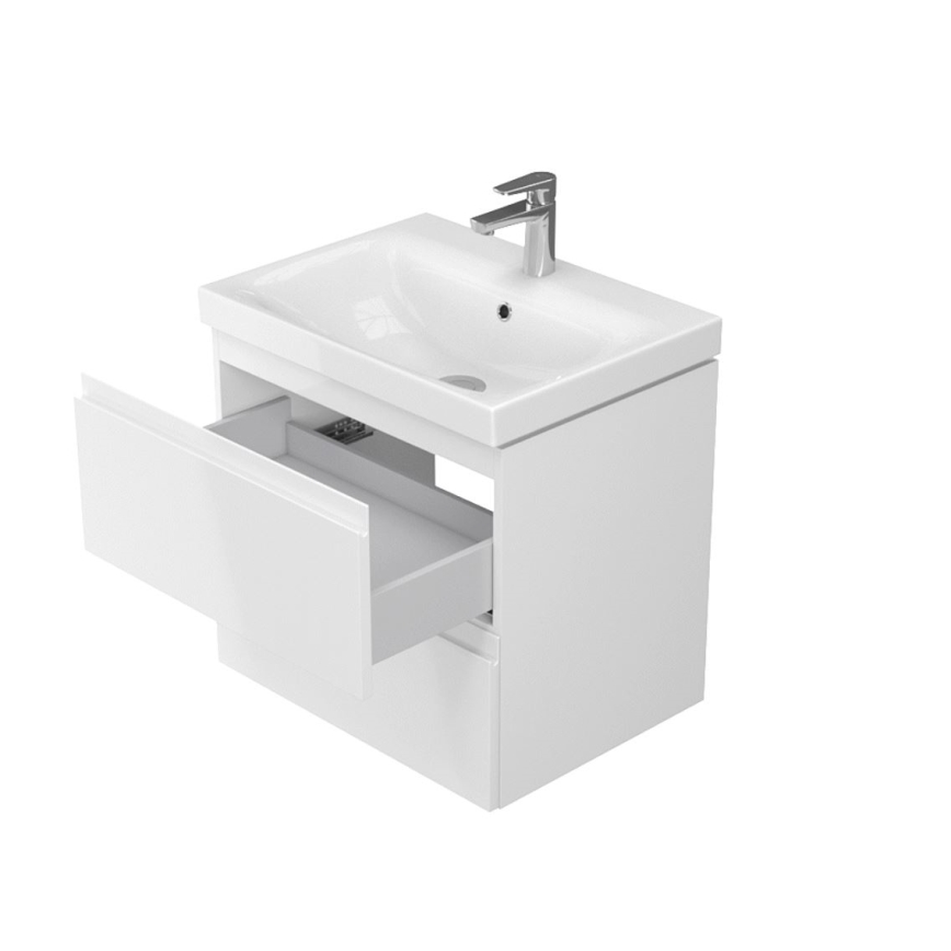 Cersanit S929-010 - Підвісна шафа для ванної кімнати під раковину MEDDIE 57x59,5 см глянцевий білий