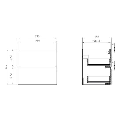 Cersanit S929-010 - Підвісна шафа для ванної кімнати під раковину MEDDIE 57x59,5 см глянцевий білий