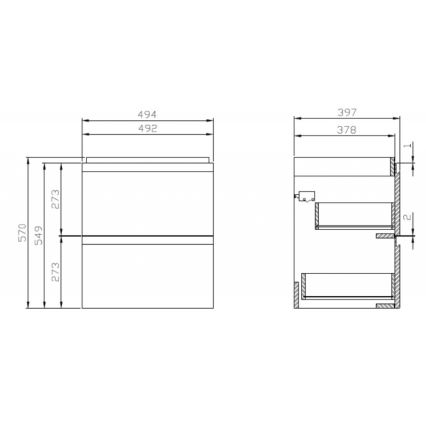 Cersanit S929-012 - Подвесная тумба под раковину MEDDIE 57x49,4 см блестящий белый