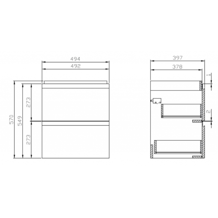 Cersanit S929-012 - Подвесная тумба под раковину MEDDIE 57x49,4 см блестящий белый