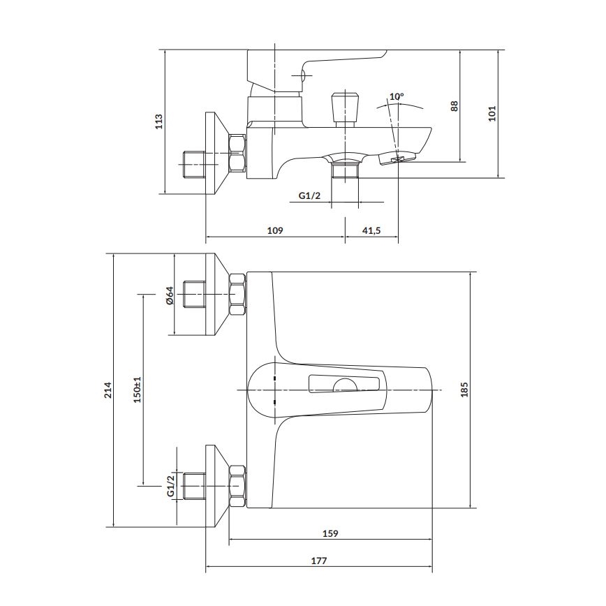 Cersanit S951-008 - Смеситель для ванны MILLE белый/блестящий хром