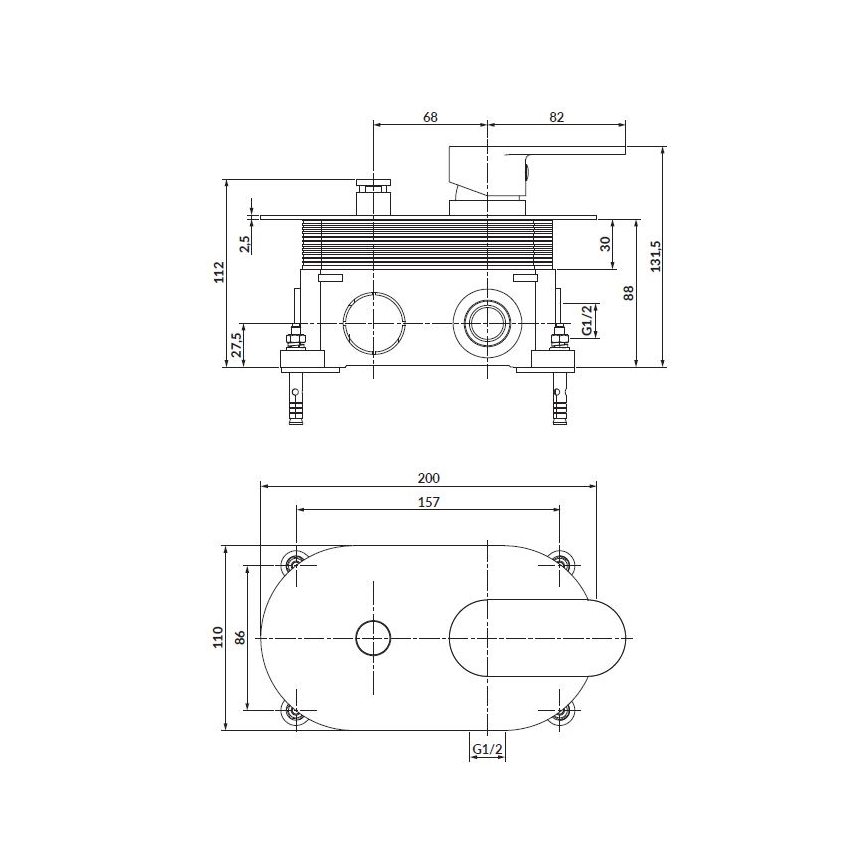 Cersanit S951-322 - Змішувач для душу для прихованої інсталяції CREA чорний