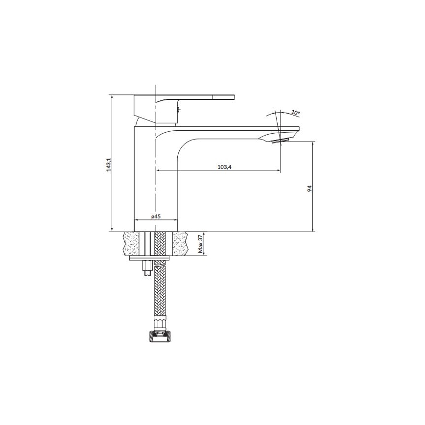 Cersanit S951-328 - Змішувач для умивальника CREA 14,3 см глянцевий хром