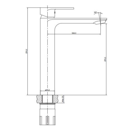 Cersanit S951-329 - Змішувач для умивальника CREA 27,4 см глянцевий хром