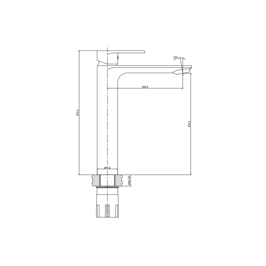 Cersanit S951-329 - Змішувач для умивальника CREA 27,4 см глянцевий хром